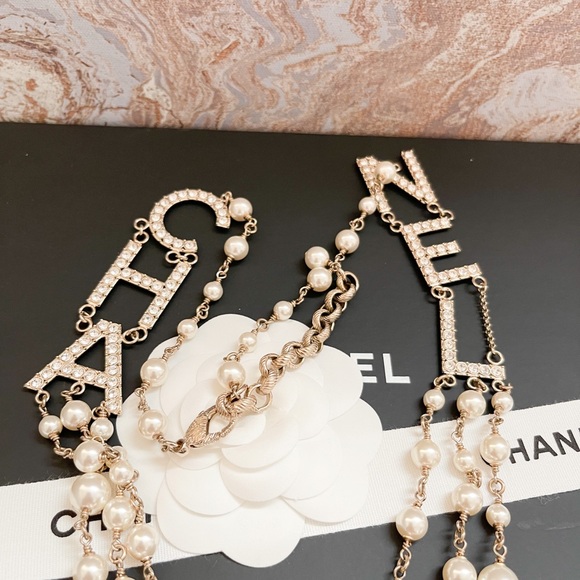Chanel 19B Logo Strass Pearl Multi-StrandNecklace - Picture 6 of 11